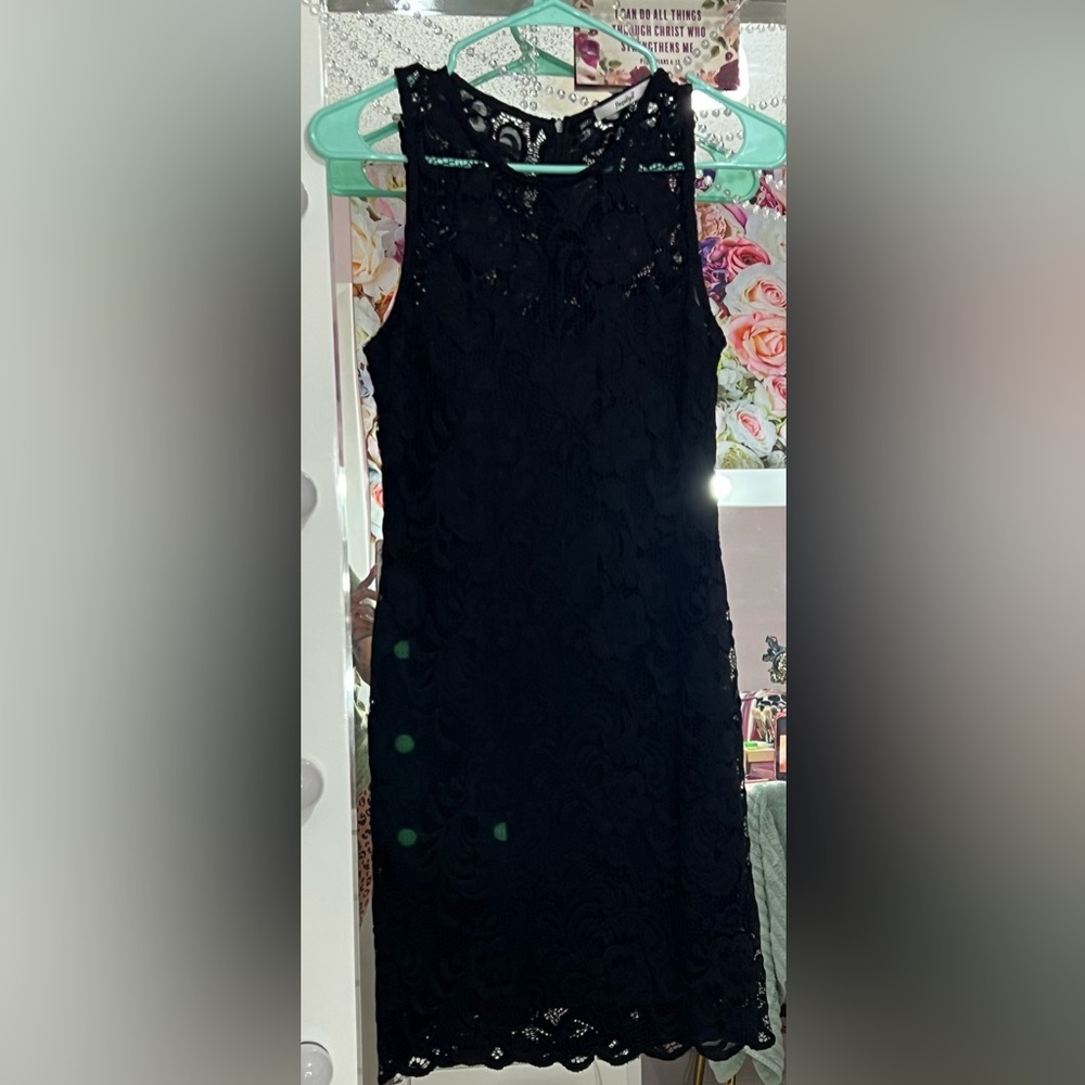 Black lace zip up dress